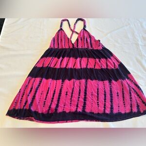 Xhilaration Pink and Black Tie Dye Swimsuit Coverup Dress Size Medium